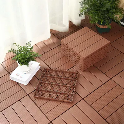 Produktbild von 44 Stück PVC Terrassenfliesen 30x30x2 cm, ca. 4 m², Klicksystem, wetterfest, rutschfest, wasserabweisend, für Balkon, Terrasse und Garten