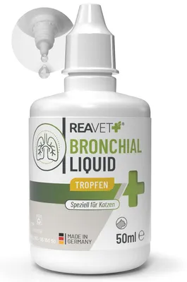 Produktbild von REAVET Bronchial Liquid Tropfen für Katzen 50ml I Liquid zur Unterstützung der Atemwegsfunktion – für freie Atemwege