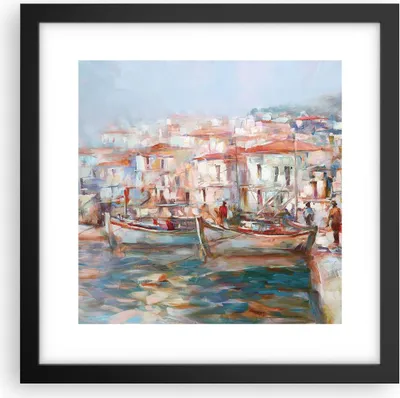 Produktbild von Gerahmtes Poster - Schwarzer Rahmen - Insel Boote Hafen - 30x30 cm - Wand Bild - Wanddeko - Wandbilder - Kunstposter - Wandposter - Bilderrahmen - Bilder - Kunstdruck - P2BAC30x30-4852