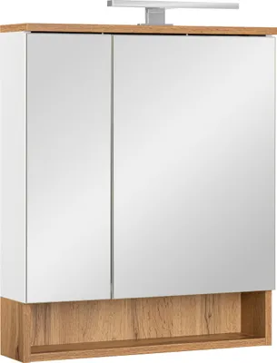 Zdjęcie produktu dla Szafka łazienkowa lustrzana wisząca z lustrem biała wotan 60 cm lampka led