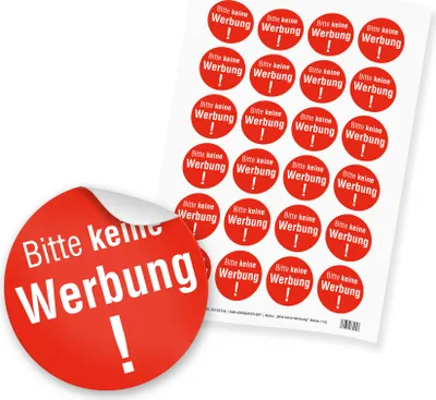 Produktbild von itenga 24x Sticker Bitte keine Werbung (Motiv 115) rot weiß