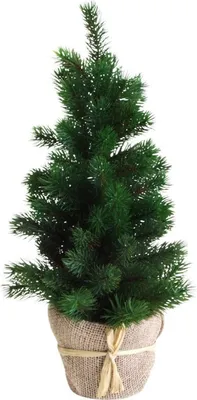 Image de Mini-sapin de Noël artificiel, 48 cm de haut, 23 cm de diamètre, vert, dans un pot en jute