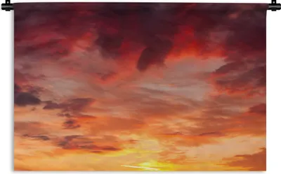 Produktbild von MuchoWow® Wandteppich Wandbehang Wolken - Sonne - Rot 120x80 cm Tapisserie Dekoration Wandtuch - Wanddekorationen - Wandtücher