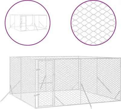 Obrázok produktu pre vidaXL Vonkajšia búda pre psov strieborná 4x4x2 m pozinkovaná oceľ