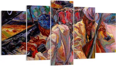 Produktbild von Bild auf Leinwand - Leinwandbild - Jazz Musik Band - 160x85cm - Wand Bild - Wanddeko - Wandbilder - Leinwanddruck - Bilder - Kunstdruck - Wanddekoration - Leinwand bilder - Wandkunst - EA160x85-3481