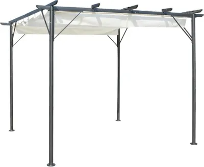 Produktbild von Ankonbej Pergola mit Versenkbarem Dach Cremeweiß 3x3 m Stahl