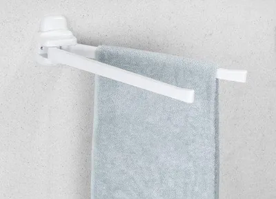 Produktbild von Unyqoos® Handtuchhalter weiß, 2 bewegliche Arme, einfache Wandmontage inkl. Montagematerial – platzsparend für Bad & Küche
