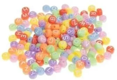 Produktbild von Acrylperlen mit Buchstaben, 4 x 7 mm, 20 g – Brewis