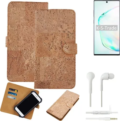 Produktbild von K-S-Trade Hülle kompatibel mit Samsung Galaxy Note 10+ + in ear Kopfhörer Kork Handyhülle Cover  Schutzhülle TPU Case Bumper in Hellbraun, (1x)
