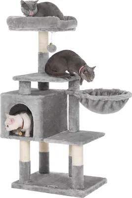 Produktbild von FEANDREA Kratzbaum, 110 cm großer Katzenbaum, Katzenkratzbaum hellgrau PCT52W
