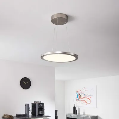 Produktbild von Brilliant LED Smart Pendelleuchte Panel rund Smooth Nickel eloxiert 30W 2400lm 2700-6200K Dimmbar App Google Alexa