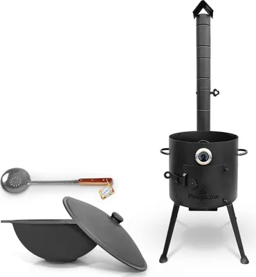Produktbild von Utschak Uchag Feuerofen 36cm Gusseisen Kazan 10 L Deckel Schaumlöffel казан учак