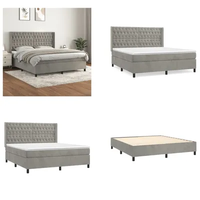 Immagine prodotto di vidaXL Letto a molle con materasso grigio chiaro 180x200 cm in velluto