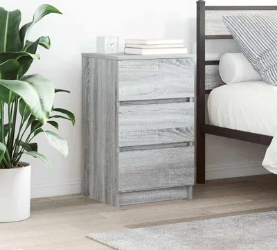 Obrázok produktu pre vidaXL Nočné stolíky s 3 zásuvkami 2 ks. Sivá Sonoma 39x35x65 cm