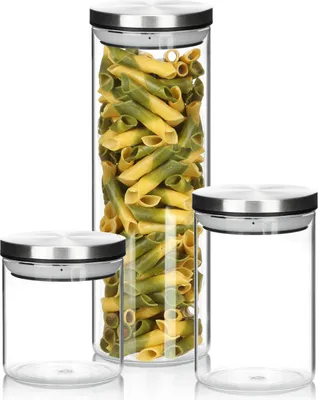 Produktbild von com-four® 3-teiliges Vorratsdosen-Set - Vorratsgläser in 3 Größen