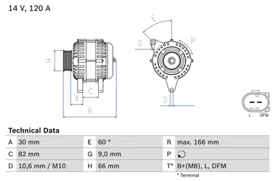 Produktbild von 0 986 044 330 BOSCH generátor x