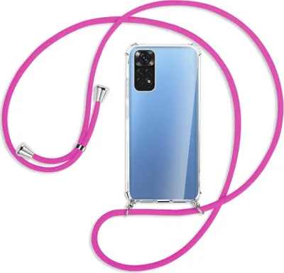 Produktbild von Handykette Backcover-Schutzhülle mit Band (Metall silberfarben) für Xiaomi Redmi Note 11S 4G - hot pink