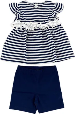 Produktbild von A65 completo bimba GIRL IL GUFO Baumwolle t-shirt / shorts blue/white kids