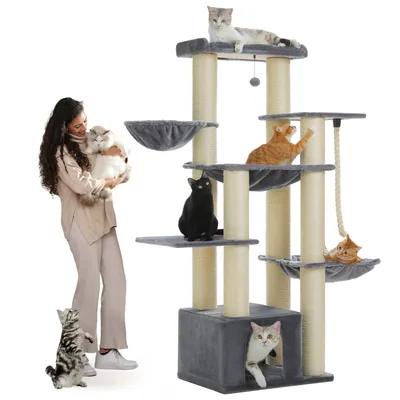 Produktbild von PAWZ Road Kratzbaum Grosse Katzen stabil mit 11cm Stämme, Kratzbaum XXL 170cm