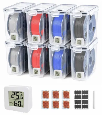 Filament-Aufbewahrungsboxen, 8er-Set, luftdicht, mit Hygrometern