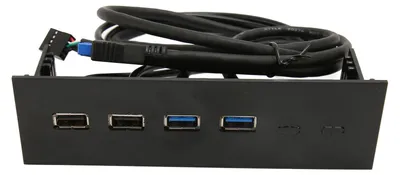 Obrázek produktu pro Přední panel USB: 2 porty USB 2.0, 2 porty USB 3.0, vysokorychlostní přenos, 5,25palcová rozšiřující deska pro počítač, 4 porty