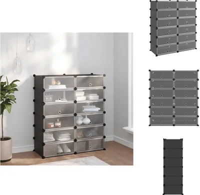 Produktbild von vidaXL Schuhregal Schwarz 94,5x36,5x106 cm PP -  Schuhregale & -schränke