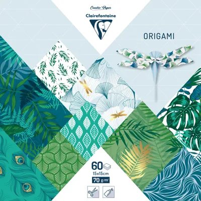 Produktbild von Clairefontaine 5x Origami, Packung 15x15 cm mit 60 Blatt Floraler Chic - 95354C
