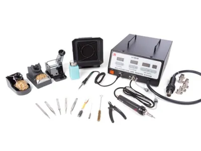 Produktbild von Xytronic SMD Rework Station mit 100W Lötkolben und 600W Heißluftstation, LCD Temperaturregelung,