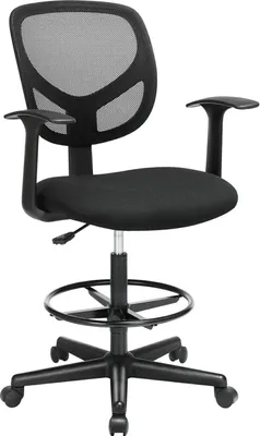 Image de Chaise de bureau Tabouret de travail ergonomique avec accoudoirs Hauteur d'assise 55-75 cm Chaise de travail haute et réglable