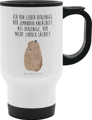 Produktbild von Mr. & Mrs. Panda Kaffeebecher To Go Murmeltier - Weiß - Geschenk, Knigge, Becher, Anstand, trinkbecher mit deckel, Gute Laune, Thermobecher, thermosbecher, Respekt