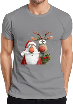 Produktbild von Weihnachtsmann Rudolph rote Nase niedlich Weihnachten Geschenk Herren T-Shirt, Grau, 3XL