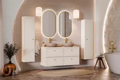 Productafbeelding van Badmeubelset, 6-delig, badkameraccessoireset KONA, kleur: beige, zonder wastafel