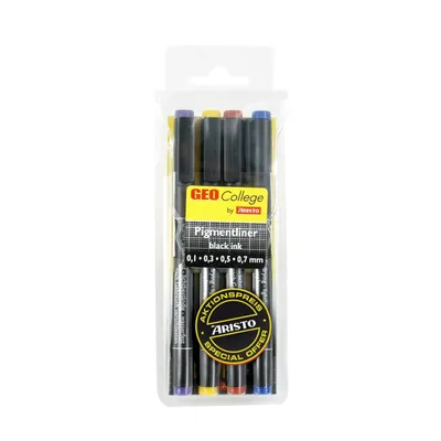 Produktbild von Aristo, Pigmentliner Set, College, schwarz, 4er Set