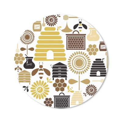 Produktbild von MuchoWow® Mauspad Mousepad Eine Illustration der Piktogramme von Bienen 20x20 cm - Mousepads - Maus Mat - Pad - Mausunterlage - Schreibtischmatte