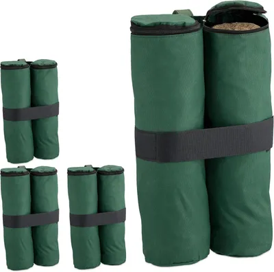 Image de Sacs de lest pour tente de fête - Lot de 4 - Tissu Oxford - À remplir avec du sable ou des pierres - Pour tente de fête ou pavillon - Couleur : vert