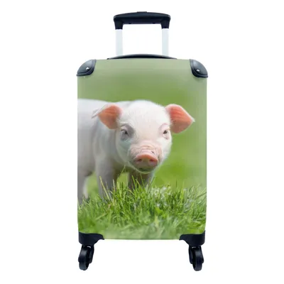 Produktbild von MuchoWow® Koffer Handgepäck Trolley Rollkoffer Kleine Reisekoffer mit 4 Rollen - Ferkel - Kaninchen - Tiere - Cabin Size < 55x40x23 cm & 55x40x20 cm - Fotokoffer - Kabinenkoffer - Boardgepäck - Reise-Box - Reisekoffer - Reisegepäck - Koffer mit Bild - Trolley für Kinder