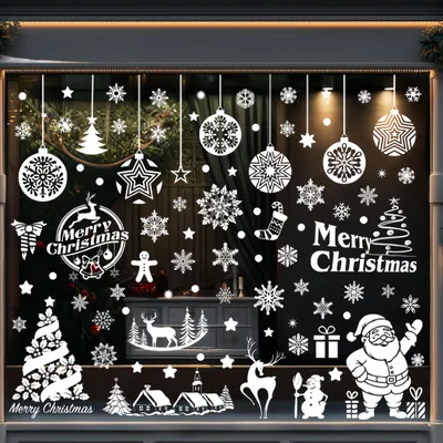 Weihnachts-Fenstersticker-Set, 9 Stück, 30x20 cm, wiederverwendbar