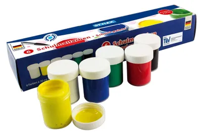 Produktbild von 6 Schulmalfarben mit je 20ml / 6 verschiedene Farben