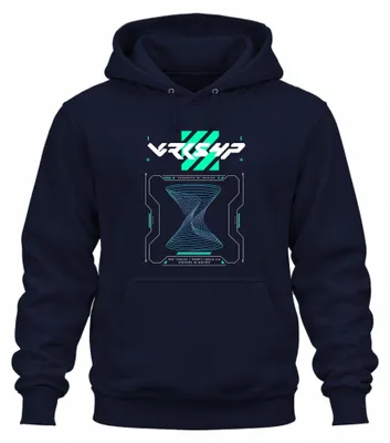 Imagen del producto de Sudadera con capucha "Progress" de estilo cyberpunk, técnica, ciencia ficción, inspirada en Japón y la estética Y2K, para gamers, color azul marino, talla S