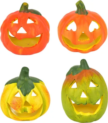 Produktbild von Herbstliche Keramik-Kürbisse – 4er-Set, 8 x 8 cm und 10 x 7,5 cm