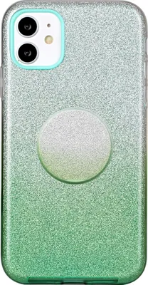 Produktbild von Für iphone X/XS/XR/XS MAX/11/11 pro MAX Handy Case Gradient Farbe Glitzer Pulverabdeckung mit Airbag Bracket grün