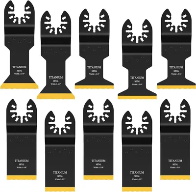 Produktbild von Oszillierende Werkzeugklinge aus Titan, 10 Stück oszillierende Sägeblätter zum Metallschneiden, Holz-Metall-Multitool-Klingen-Kit