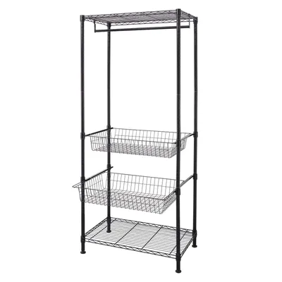 Produktbild von Floordirekt Kleiderschrank Harold 75 x 45 x 180 cm, rostfreier Stahl, 5 Etagen mit ausklappbaren Körben, hohe Tragkraft, einfacher Stecksystem-Aufbau