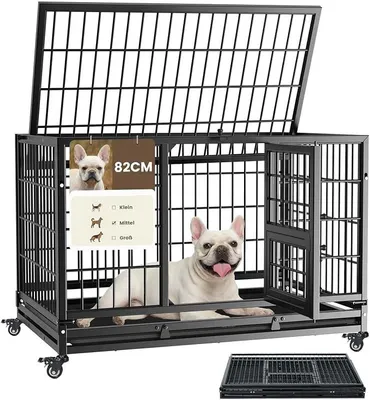 Imagen del producto de Jaula para perros plegable, 82 x 52 x 56 cm, color