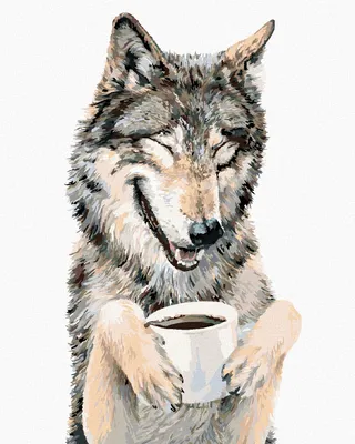 Produktbild von Zuty - Malen nach Zahlen - WOLF UND KAFFEE (HOLLY SIMENTAL), 40x50 cm, mit Keilrahmen (bereits gespannt)