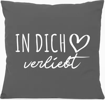 Produktbild von Huuraa Kissen In dich verliebt 40x40cm mit Füllung Steel Grey Baumwolle Dekokissen Geschenkidee