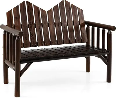 Imagen del producto de Banco de jardín de madera, banco de madera resistente a la intemperie, banco de dos plazas con reposabrazos, banco para balcón con capacidad de carga de hasta 300 kg, banco para terraza, banco para parque, ideal para terraza, balcón y jardín