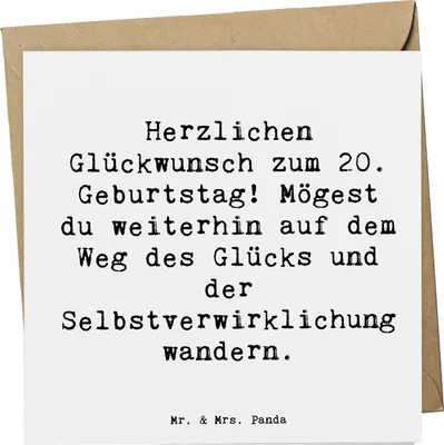 Produktbild von Mr. & Mrs. Panda Grußkarte Spruch 20. Geburtstag Glückspfad - Weiß - Geschenk, Weg des Glücks, unvergessliche Erlebnisse, Dekorationen, Alter, faltkarte, doppelkarte