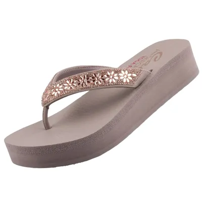 Produktbild von Skechers Vinyasa - Wild Daisies  Teenslippers - Taupe - Maat 38