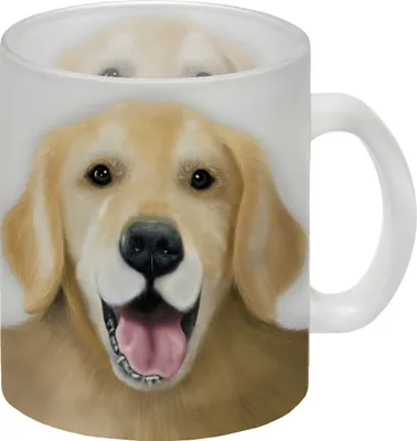 Produktbild von Glas Tasse mit Golden Retriever Motiv
